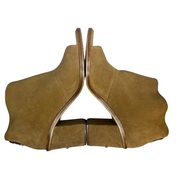 UGG Ginger Booties Open Toe Brown Suede with Suede heel Womens Size 9.5 - Picture 3 of 9